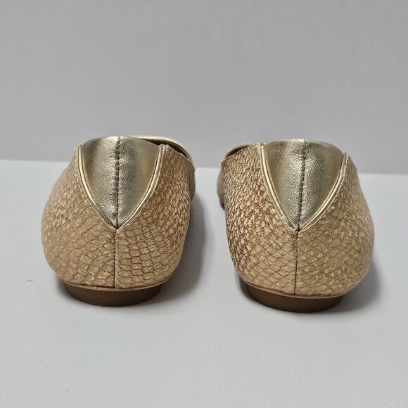Sam Edelman Shoes Women size 7.5M Colleen Gold Snakeskin Shimmer Flats - Picture 8 of 11
